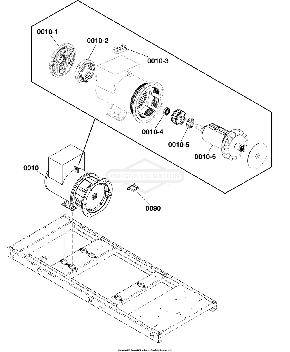 Alternator Group Diagram and Parts List for 076651-02  Briggs and Stratton Generator